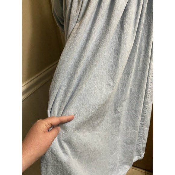 Eloquii Smoked Bodice Chambray Puff Sleeve Light Wash Denim Dress Size 20 Thick - Picture 7 of 15